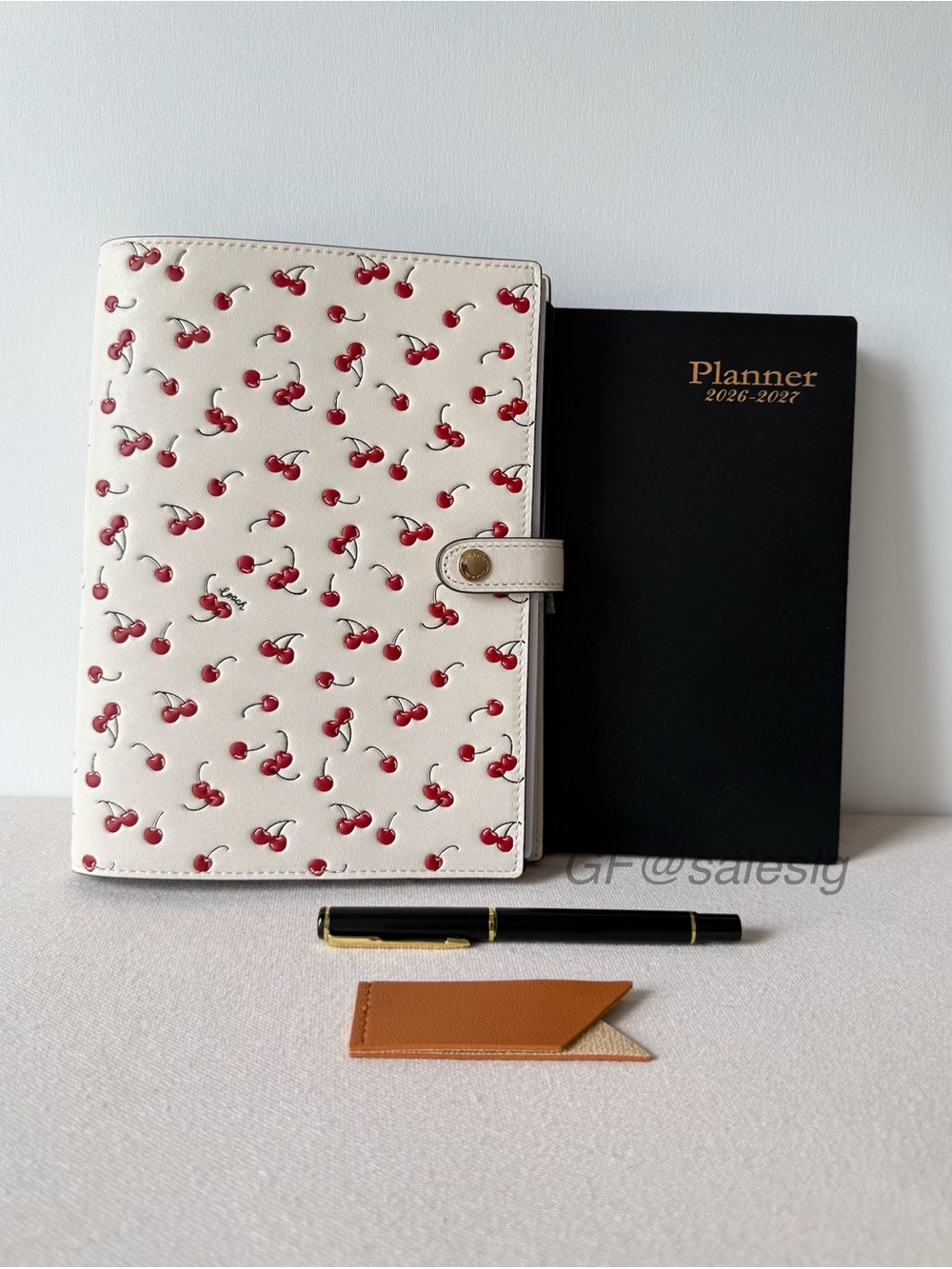 NWT Coach Cherry Print Notebook Red Chalk CFA44 w/ 2026-2027 Planner Pen Bundle